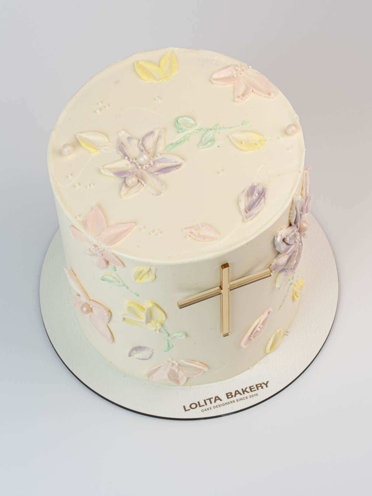 Pastel vegano Comunión flores - Lolita Bakery
