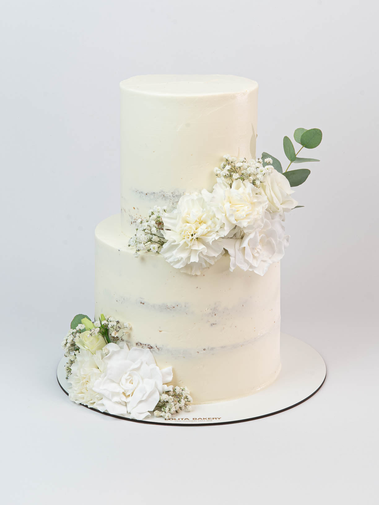 Tarta de boda semi naked con flores naturales personalizables - Lolita Bakery