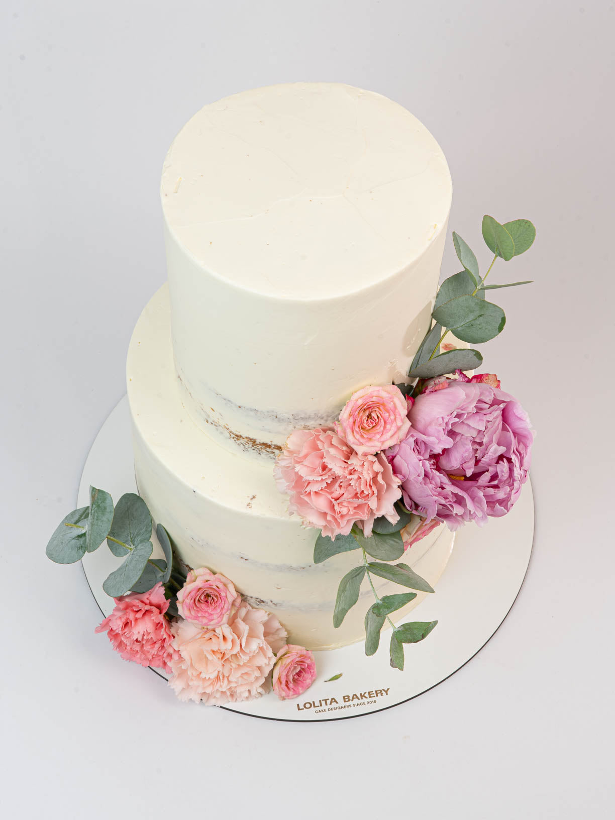 Tarta de boda semi naked con flores naturales personalizables - Lolita Bakery