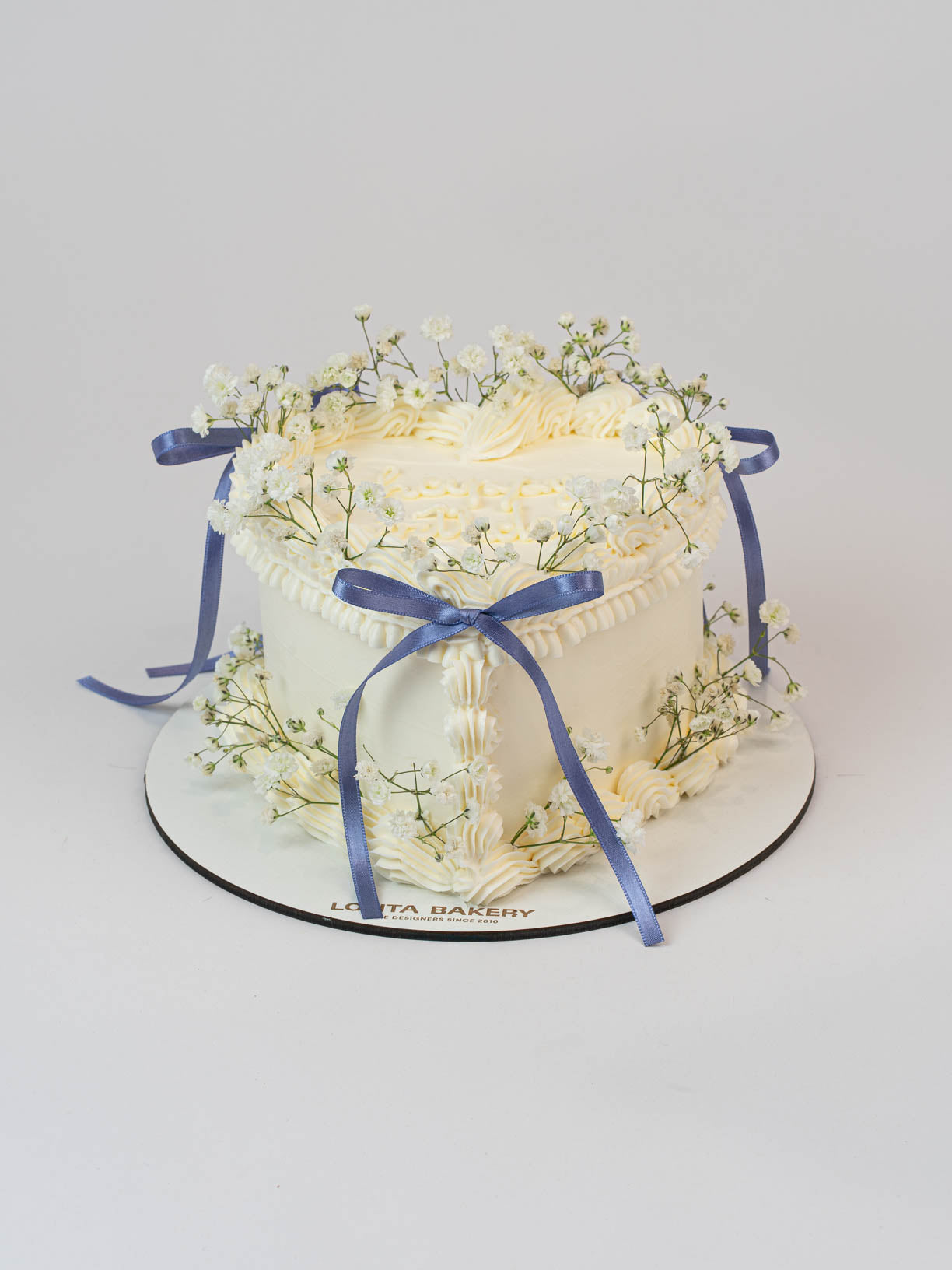 Pastel Corazón Vintage Flores y Lazos lilas - Lolita Bakery