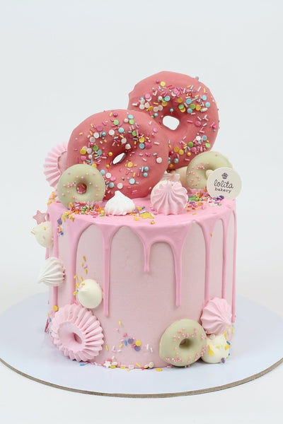 PASTEL DONUT CAKE ROSADO - Lolita Bakery