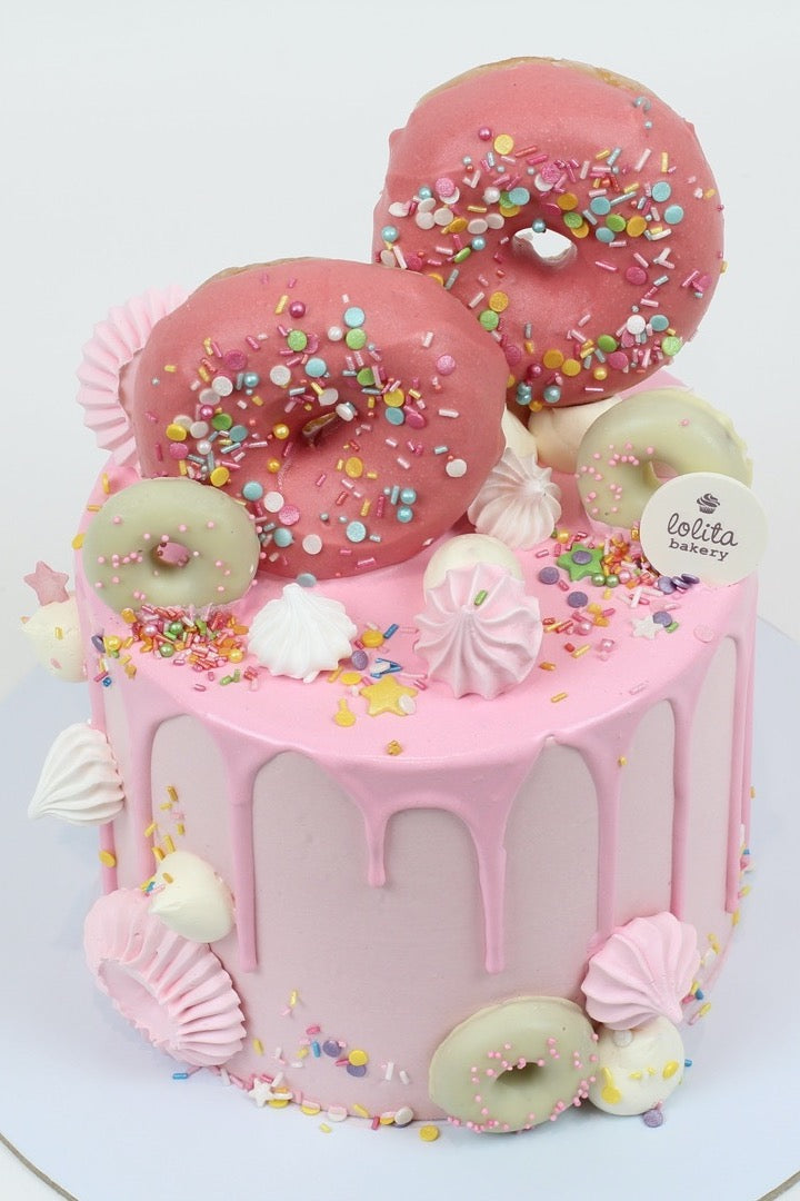 PASTEL DONUT CAKE ROSADO - Lolita Bakery