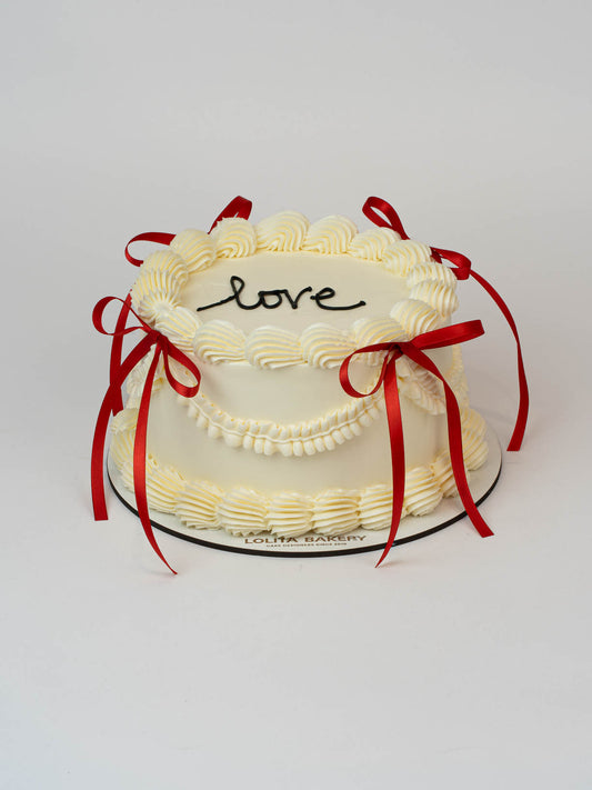 Mini pastel coquette lazos rojos