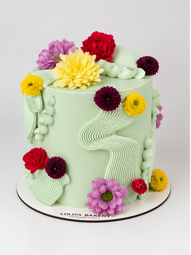 Pastel Flores de Colores- Verde - Lolita Bakery
