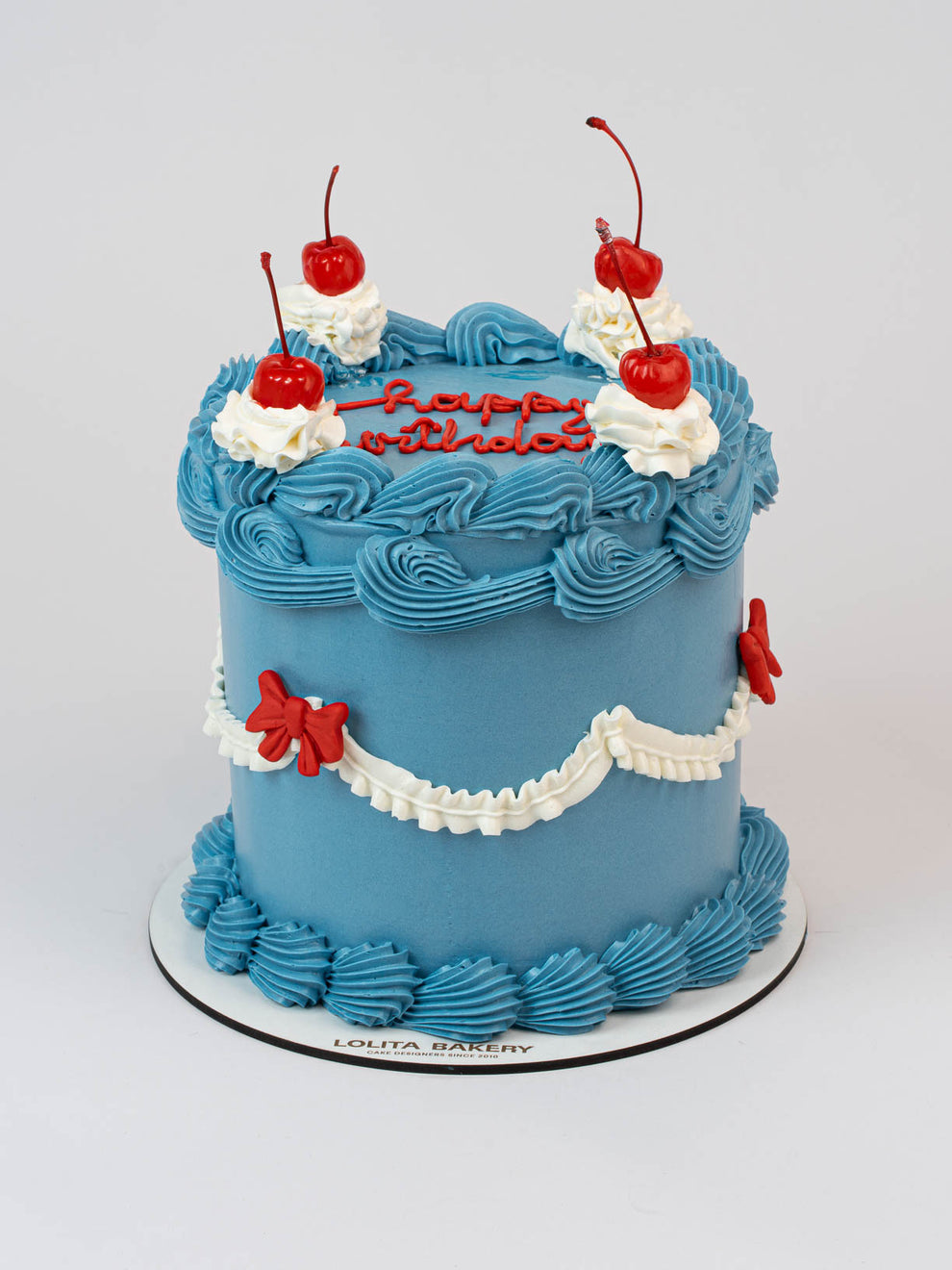 Retro Classig Pastel Vintage Coquette Azul con Cerezas | Lolita Bakery