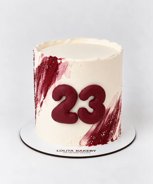 Pastel Cumpleaños con Número Personalizado- Rojo - Lolita Bakery