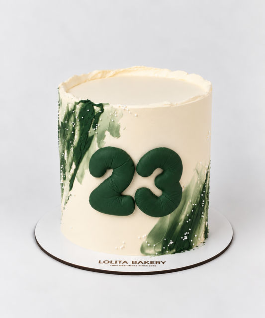 Pastel Cumpleaños con Número Personalizado- Verde - Lolita Bakery